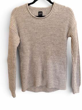 GAP Light Grey Ribbed Knit Crewneck Sweater Size XS